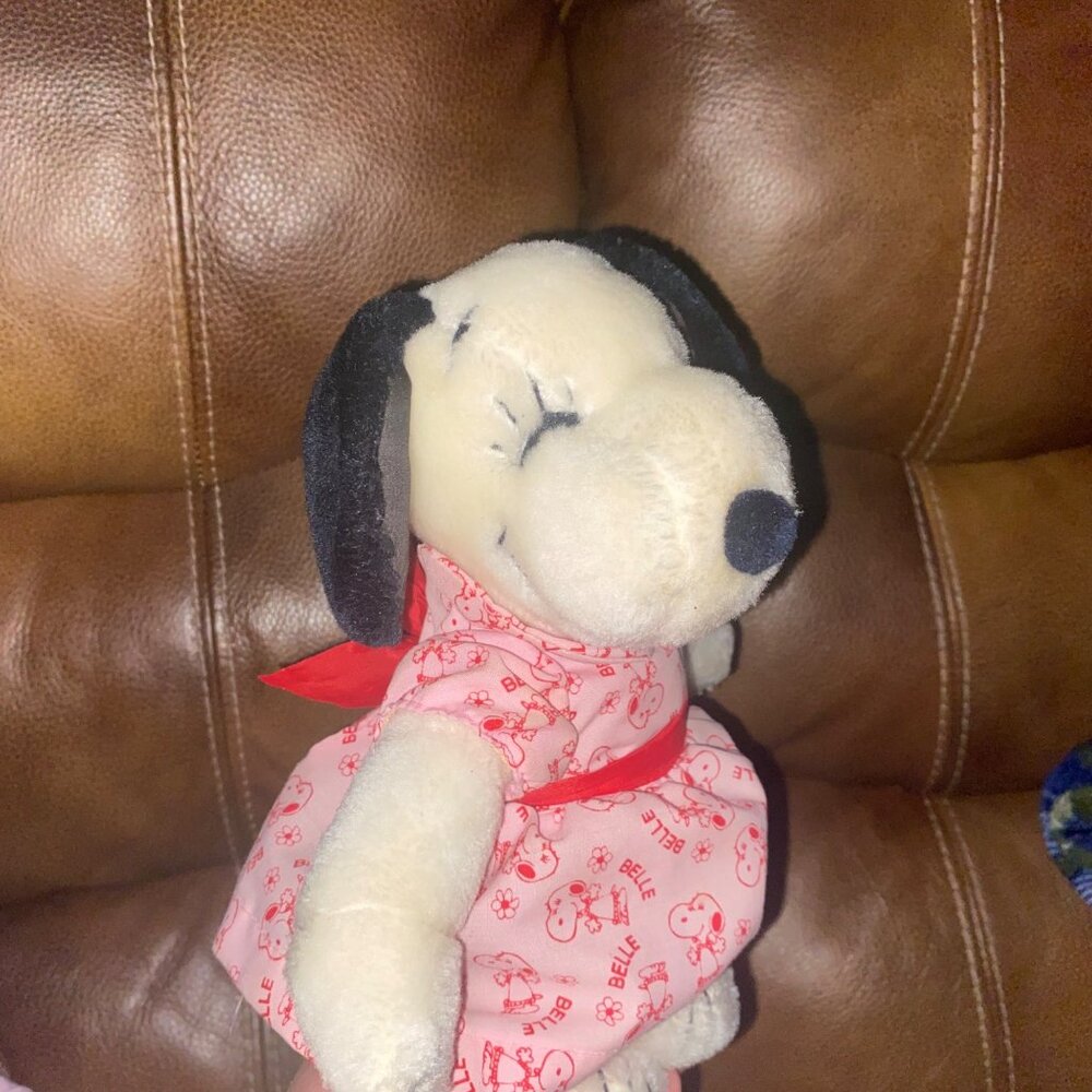 Vintage 1958 Peanuts Snoopy Sister Plush With Pink Belle Dress - Picture 6 of 8